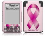 Fight Like a Girl Breast Cancer Pink Ribbon on Pink - Decal Style Skin fits Amazon Kindle 3 Keyboard (with 6 inch display)