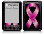 Fight Like a Girl Breast Cancer Pink Ribbon on Black - Decal Style Skin fits Amazon Kindle 3 Keyboard (with 6 inch display)