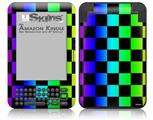 Rainbow Checkerboard - Decal Style Skin fits Amazon Kindle 3 Keyboard (with 6 inch display)