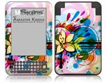Floral Splash - Decal Style Skin fits Amazon Kindle 3 Keyboard (with 6 inch display)