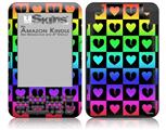 Love Heart Checkers Rainbow - Decal Style Skin fits Amazon Kindle 3 Keyboard (with 6 inch display)