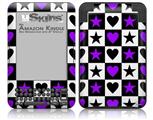 Purple Hearts And Stars - Decal Style Skin fits Amazon Kindle 3 Keyboard (with 6 inch display)