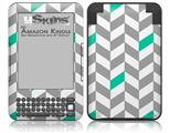 Chevrons Gray And Turquoise - Decal Style Skin fits Amazon Kindle 3 Keyboard (with 6 inch display)