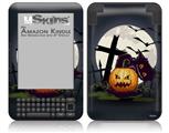 Halloween Jack O Lantern and Cemetery Kitty Cat - Decal Style Skin fits Amazon Kindle 3 Keyboard (with 6 inch display)