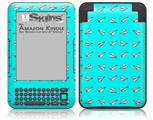 Paper Planes Neon Teal - Decal Style Skin fits Amazon Kindle 3 Keyboard (with 6 inch display)