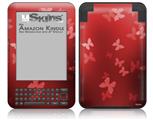 Bokeh Butterflies Red - Decal Style Skin fits Amazon Kindle 3 Keyboard (with 6 inch display)