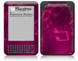 Bokeh Music Hot Pink - Decal Style Skin fits Amazon Kindle 3 Keyboard (with 6 inch display)