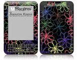 Kearas Flowers on Black - Decal Style Skin fits Amazon Kindle 3 Keyboard (with 6 inch display)