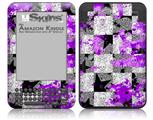 Purple Checker Skull Splatter - Decal Style Skin fits Amazon Kindle 3 Keyboard (with 6 inch display)