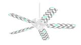 Chevrons Gray And Seafoam - Ceiling Fan Skin Kit fits most 42 inch fans (FAN and BLADES SOLD SEPARATELY)
