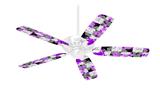 Purple Checker Skull Splatter - Ceiling Fan Skin Kit fits most 42 inch fans (FAN and BLADES SOLD SEPARATELY)