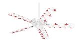 Pastel Butterflies Red on White - Ceiling Fan Skin Kit fits most 42 inch fans (FAN and BLADES SOLD SEPARATELY)