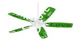 Love and Peace Green - Ceiling Fan Skin Kit fits most 42 inch fans (FAN and BLADES SOLD SEPARATELY)