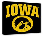 Gallery Wrapped 11x14x1.5  Canvas Art - Iowa Hawkeyes Tigerhawk Oval 01 Gold on Black