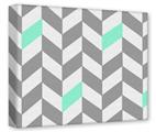 Gallery Wrapped 11x14x1.5  Canvas Art - Chevrons Gray And Seafoam