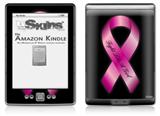 Fight Like a Girl Breast Cancer Pink Ribbon on Black - Decal Style Skin (fits 4th Gen Kindle with 6inch display and no keyboard)