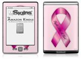 Fight Like a Girl Breast Cancer Pink Ribbon on Pink - Decal Style Skin (fits 4th Gen Kindle with 6inch display and no keyboard)