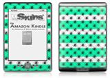 Kearas Daisies Stripe Sea Foam - Decal Style Skin (fits 4th Gen Kindle with 6inch display and no keyboard)