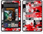 Amazon Kindle Fire (Original) Decal Style Skin - Checker Skull Splatter Red