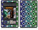 Amazon Kindle Fire (Original) Decal Style Skin - Splatter Girly Skull Rainbow