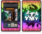 Amazon Kindle Fire (Original) Decal Style Skin - Cartoon Skull Rainbow