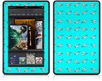 Amazon Kindle Fire (Original) Decal Style Skin - Paper Planes Neon Teal