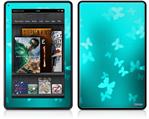 Amazon Kindle Fire (Original) Decal Style Skin - Bokeh Butterflies Neon Teal