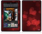 Amazon Kindle Fire (Original) Decal Style Skin - Bokeh Hearts Red