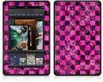 Amazon Kindle Fire (Original) Decal Style Skin - Pink Checkerboard Sketches