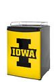 Kegerator Skin - Iowa Hawkeyes 04 Black on Gold (fits medium sized dorm fridge and kegerators)