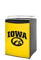Kegerator Skin - Iowa Hawkeyes Tigerhawk Oval 01 Black on Gold (fits medium sized dorm fridge and kegerators)