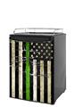 Kegerator Skin - Painted Faded and Cracked Green Line USA American Flag (fits medium sized dorm fridge and kegerators)
