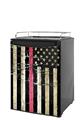 Kegerator Skin - Painted Faded and Cracked Pink Line USA American Flag (fits medium sized dorm fridge and kegerators)