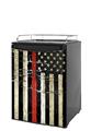 Kegerator Skin - Painted Faded and Cracked Red Line USA American Flag (fits medium sized dorm fridge and kegerators)