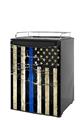 Kegerator Skin - Painted Faded and Cracked Blue Line USA American Flag (fits medium sized dorm fridge and kegerators)