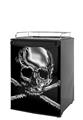 Kegerator Skin - Chrome Skull on Black (fits medium sized dorm fridge and kegerators)