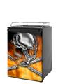 Kegerator Skin - Chrome Skull on Fire (fits medium sized dorm fridge and kegerators)