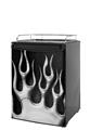 Kegerator Skin - Metal Flames Chrome (fits medium sized dorm fridge and kegerators)