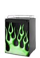 Kegerator Skin - Metal Flames Green (fits medium sized dorm fridge and kegerators)