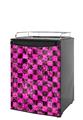 Kegerator Skin - Pink Checkerboard Sketches (fits medium sized dorm fridge and kegerators)