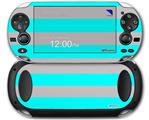 Psycho Stripes Neon Teal and Gray - Decal Style Skin fits Sony PS Vita