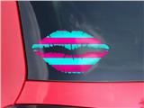 Lips Decal 9x5.5 Kearas Psycho Stripes Neon Teal and Hot Pink