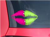 Lips Decal 9x5.5 Ripped Colors Hot Pink Neon Green