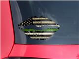 Lips Decal 9x5.5 Painted Faded and Cracked Green Line USA American Flag