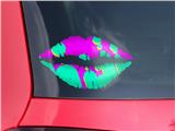 Lips Decal 9x5.5 Drip Teal Pink Yellow