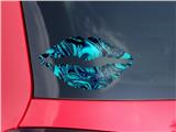 Lips Decal 9x5.5 Liquid Metal Chrome Neon Blue