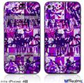 iPhone 4S Decal Style Vinyl Skin - Purple Checker Graffiti