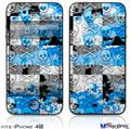 iPhone 4S Decal Style Vinyl Skin - Checker Skull Splatter Blue