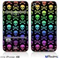 iPhone 4S Decal Style Vinyl Skin - Skull and Crossbones Rainbow