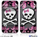 iPhone 4S Decal Style Vinyl Skin - Pink Bow Skull